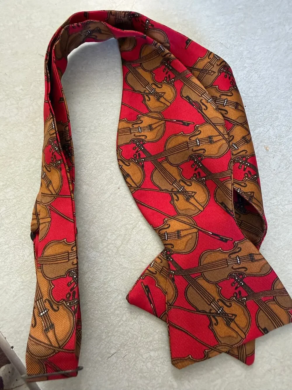 Vintage Red Silk Robert Talbott Violin Bow Tie